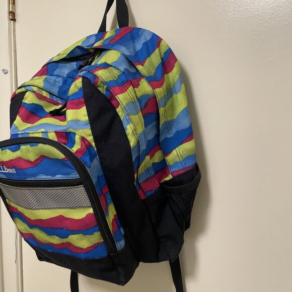 LL Bean Kids Junior Book Bag Backpack Multicolor School Reflective strip - Picture 3 of 11